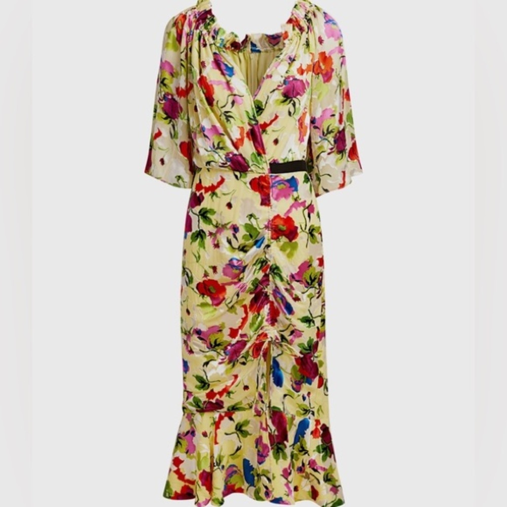 Saloni silk floral dress